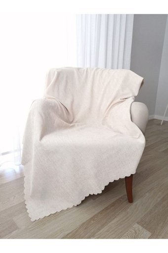 As Homes Pamuklu - Polyester Süngersiz Mermer Desenli krem Tekli Koltuk Örtüsü 175x215 cm