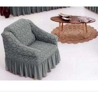 Uy Style Tekstil Polyester Likralı Drapeli Süngerli Düz Giydirmeli Gri Tekli Koltuk Örtüsü 75x115 cm