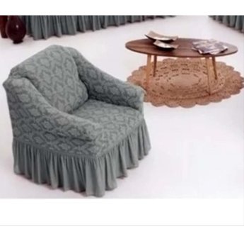 Uy Style Tekstil Polyester Likralı Drapeli Süngerli Düz Giydirmeli Gri Tekli Koltuk Örtüsü 75x115 cm