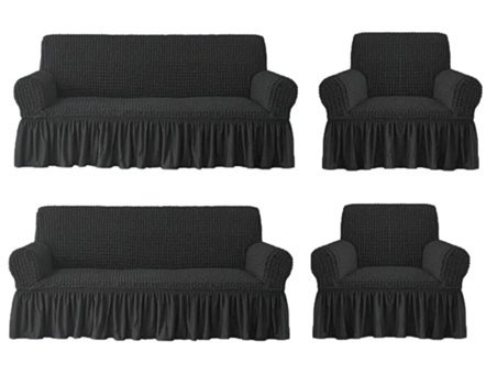 Elgeyar Pamuklu - Polyester Bürümcük Jakarlı Süngersiz Armürlü Giydirmeli Siyah Sekizli Koltuk Örtüsü 183x230 cm