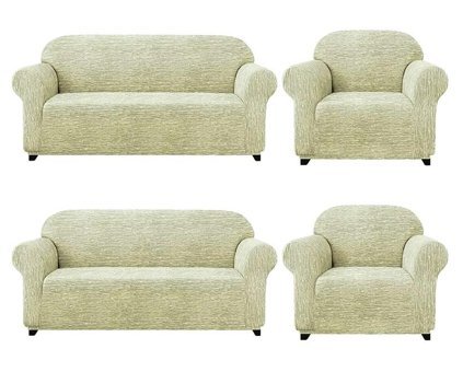 Eldost Ticaret Polyester Likralı Jakarlı Süngersiz Armürlü Giydirmeli Bej Sekizli Koltuk Örtüsü 180x230 cm