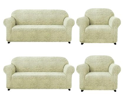 Eldost Ticaret Polyester Likralı Jakarlı Süngersiz Armürlü Giydirmeli Bej Sekizli Koltuk Örtüsü 180x230 cm