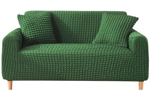 Elgeyar Polyester Bürümcük Jakarlı Süngersiz Armürlü Giydirmeli Yeşil İkili Koltuk Örtüsü 180x230 cm
