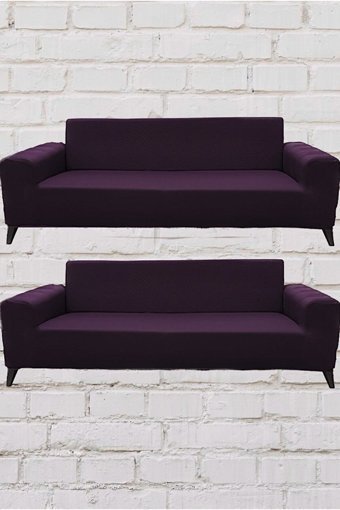 Şahane Ev Mikro Polyester Likralı Jakarlı Süngersiz Düz Giydirmeli Lastikli Fuşya Üçlü Koltuk Örtüsü 51x42 cm