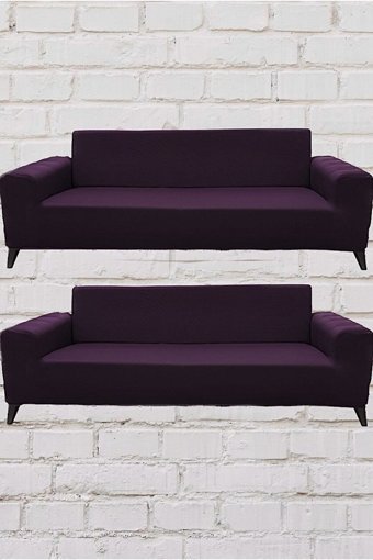 Şahane Ev Mikro Polyester Likralı Jakarlı Süngersiz Düz Giydirmeli Lastikli Fuşya Üçlü Koltuk Örtüsü 51x42 cm