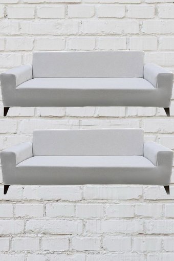 Şahane Ev Mikro Polyester Likralı Jakarlı Süngersiz Düz Giydirmeli Lastikli Bej Üçlü Koltuk Örtüsü 51x42 cm