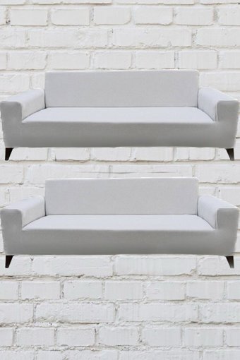 Şahane Ev Mikro Polyester Likralı Jakarlı Süngersiz Düz Giydirmeli Lastikli Bej Üçlü Koltuk Örtüsü 51x42 cm