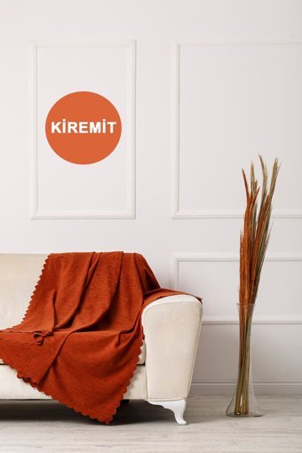 Velerde Home Velerde Pamuklu - Polyester Polar Süngersiz Düz Kiremit Tekli Koltuk Örtüsü 175x215 cm