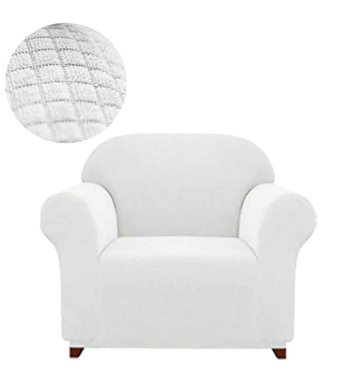 Akbu Polyester Likralı Süngersiz Düz Giydirmeli Lastikli Beyaz Tekli Koltuk Örtüsü 75x115 cm