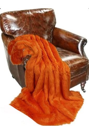 Mer Home Polyester Peluş Süngersiz Turuncu Tekli Koltuk Örtüsü 130x150 cm
