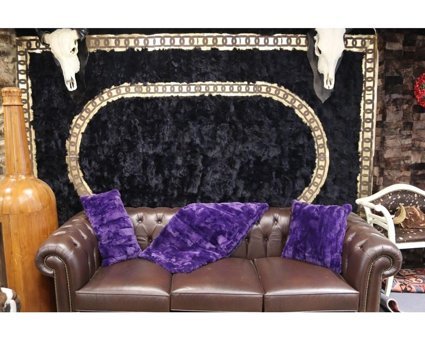 Dericibey Deri Kürklü Tüylü Süngersiz Mor Üçlü Koltuk Örtüsü 50x180 cm