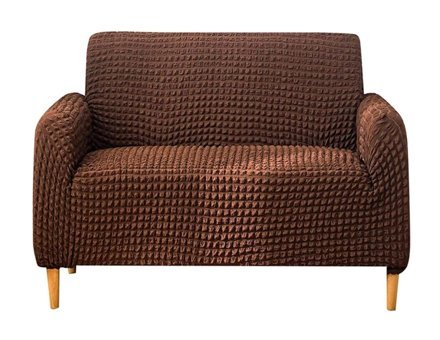 Elgeyar Polyester Bürümcük Jakarlı Süngersiz Armürlü Giydirmeli Kahverengi İkili Koltuk Örtüsü 140x175 cm