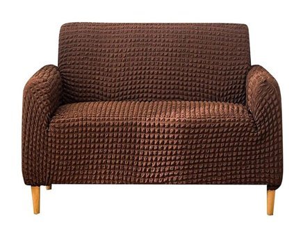 Elgeyar Polyester Bürümcük Jakarlı Süngersiz Armürlü Giydirmeli Kahverengi İkili Koltuk Örtüsü 140x175 cm