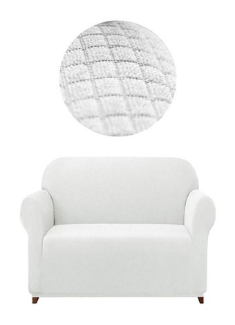 Elgeyar Polyester Likralı Jakarlı Süngersiz Armürlü Giydirmeli Beyaz İkili Koltuk Örtüsü 140x180 cm