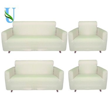 Uy Style Tekstil Likralı Jakarlı Süngerli Geometrik Desenli Giydirmeli Bej Dörtlü Koltuk Örtüsü 180x230 cm