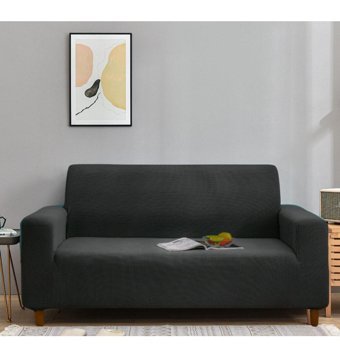 Btf Home Polyester Likralı Jakarlı Süngersiz Armürlü Giydirmeli Lastikli Antrasit Üçlü Koltuk Örtüsü 180x230 cm