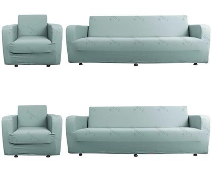 Any Polyester Süngersiz Düz Giydirmeli Lastikli Turkuaz Dörtlü Koltuk Örtüsü 70x230 cm