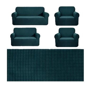 Mehira Tesettür Polyester Likralı Süngersiz Düz Giydirmeli Mavi Dörtlü Koltuk Örtüsü 180x230 cm