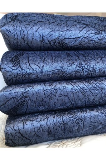 Selçuklu Tekstil Kadife Polar Pofuduk Süngerli Çizgili Lacivert Üçlü Koltuk Örtüsü 170x220 cm