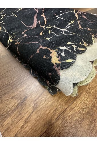 Azraca Home Kadife Süngersiz Mermer Desenli Siyah Tekli Koltuk Örtüsü 160x220 cm