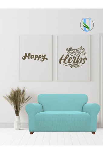 Uy Style Tekstil Polyester Likralı Süngerli Armürlü Giydirmeli Yeşil Tekli Koltuk Örtüsü 125x175 cm