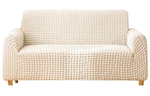 Iydgah Polyester Bürümcük Süngersiz Kapitone Giydirmeli Krem Üçlü Koltuk Örtüsü 110x150 cm