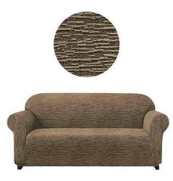 Karahanlı Polyester Likralı Jakarlı Süngersiz Çizgili Giydirmeli Kahverengi Tekli Koltuk Örtüsü 180x230 cm