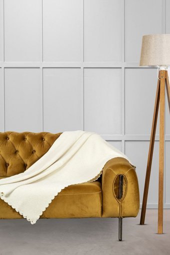 Velerde Home Şönil Polar Süngersiz Düz Beyaz Tekli Koltuk Örtüsü 175x215 cm