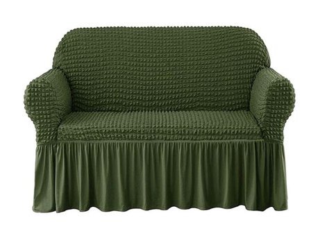Eldost Ticaret Pamuklu - Polyester Bürümcük Jakarlı Süngersiz Armürlü Giydirmeli Yeşil İkili Koltuk Örtüsü 120x175 cm