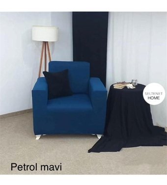 Seltenet Pamuklu - Polyester Likralı Jakarlı Süngersiz Petek Desenli Giydirmeli Su Geçirmez Lacivert Tekli Koltuk Örtüsü 180x250 cm
