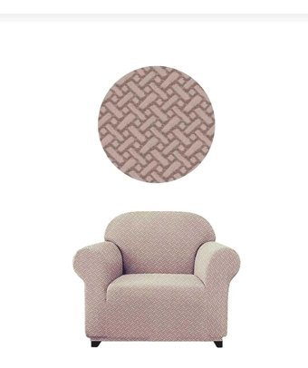 Akbu Polyester Likralı Süngersiz Hasır Desenli Giydirmeli Lastikli Pembe Tekli Koltuk Örtüsü 75x120 cm