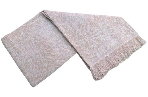 Mandaş Pamuklu Saçaklı Süngersiz Çizgili Beyaz Tekli Koltuk Örtüsü 170x220 cm