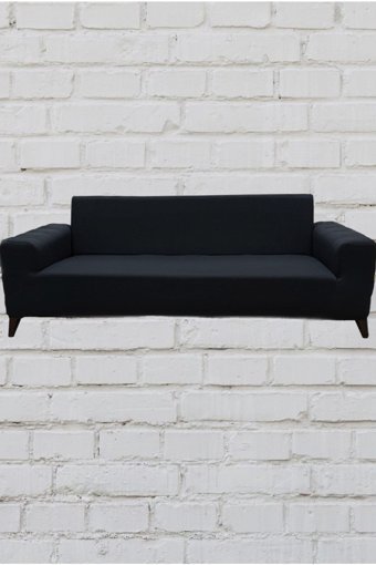 Şahane Ev Mikro Polyester Likralı Jakarlı Süngersiz Düz Giydirmeli Lastikli Antrasit Üçlü Koltuk Örtüsü 140 cm