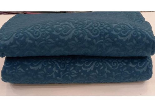 Ceyizimdekor Polyester Polar Jakarlı Süngerli Turkuaz Üçlü Koltuk Örtüsü 180x215 cm