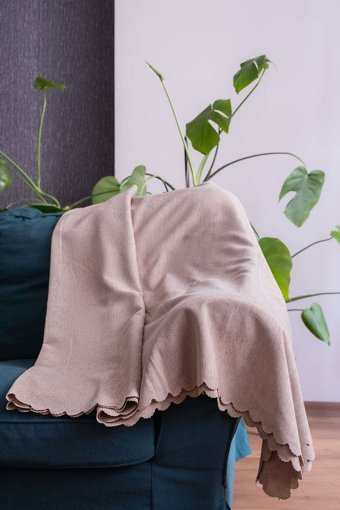 Homease Şönil Süngersiz Armürlü Bej Tekli Koltuk Örtüsü 175x215 cm