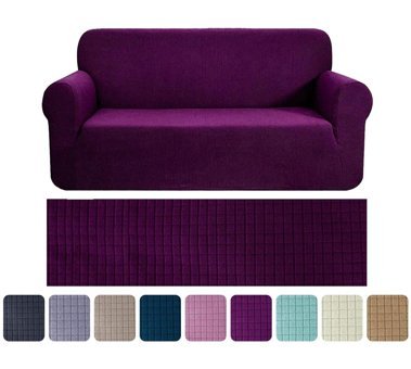Riseler Home Pamuklu - Polyester Likralı Jakarlı Süngersiz Giydirmeli Mor Üçlü Koltuk Örtüsü 180x230 cm