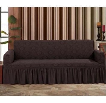 Uy Style Tekstil Likralı Drapeli Süngerli Düz Giydirmeli Kahverengi Tekli Koltuk Örtüsü 180x230 cm