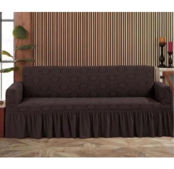 Uy Style Tekstil Likralı Drapeli Süngerli Düz Giydirmeli Kahverengi Tekli Koltuk Örtüsü 180x230 cm