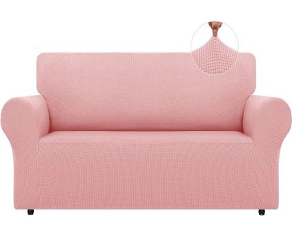 Bright Home Polyester Likralı Süngersiz Şal Desenli Giydirmeli Lastikli Pembe Tekli Koltuk Örtüsü 180x230 cm
