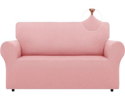 Bright Home Polyester Likralı Süngersiz Şal Desenli Giydirmeli Lastikli Pembe Tekli Koltuk Örtüsü 180x230 cm