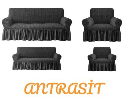 Furkanticaret Polyester Bürümcük Süngersiz Kapitone Giydirmeli Krem 3-2-1-1 Koltuk Örtüsü 230x180 cm