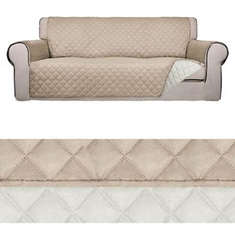 Riseler Home Mikrofiber Likralı Jakarlı Süngersiz Çizgili Giydirmeli Bej Üçlü Koltuk Örtüsü 195x215 cm