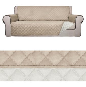 Riseler Home Mikrofiber Likralı Jakarlı Süngersiz Çizgili Giydirmeli Bej Üçlü Koltuk Örtüsü 195x215 cm