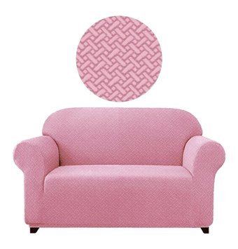 Elgeyar Polyester Likralı Jakarlı Süngersiz Armürlü Giydirmeli Pembe İkili Koltuk Örtüsü 140x175 cm