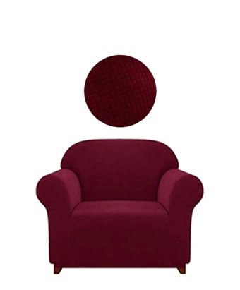 Akbu Polyester Likralı Süngersiz Pitikare Desenli Giydirmeli Lastikli Bordo Tekli Koltuk Örtüsü 75x115 cm