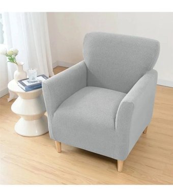Pimobile Pamuklu - Polyester Likralı Jakarlı Süngersiz Armürlü Giydirmeli Gri Tekli Koltuk Örtüsü 60x85 cm