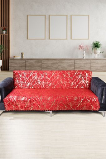 Bonny Home Kadife Varaklı Süngerli Kırmızı Tekli Koltuk Örtüsü 170x210 cm