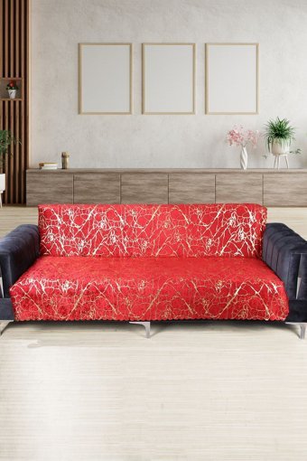Bonny Home Kadife Varaklı Süngerli Kırmızı Tekli Koltuk Örtüsü 170x210 cm