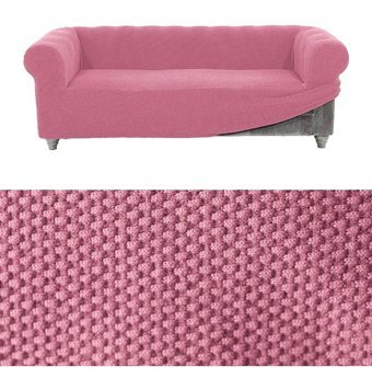 Faiend Chester Polyester Süngersiz Petek Desenli Giydirmeli Lastikli Pembe Tekli Koltuk Örtüsü 230x180 cm