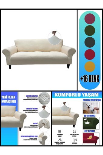 Kılıfsan Polyester Süngersiz Petek Desenli Giydirmeli Bej Tekli Koltuk Örtüsü 140 cm